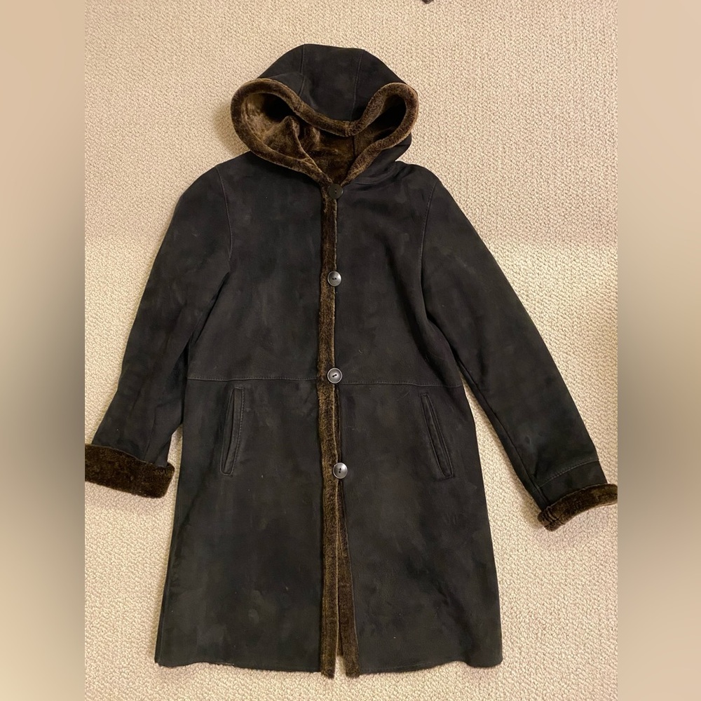 Shearling 3/4 Hooded coat